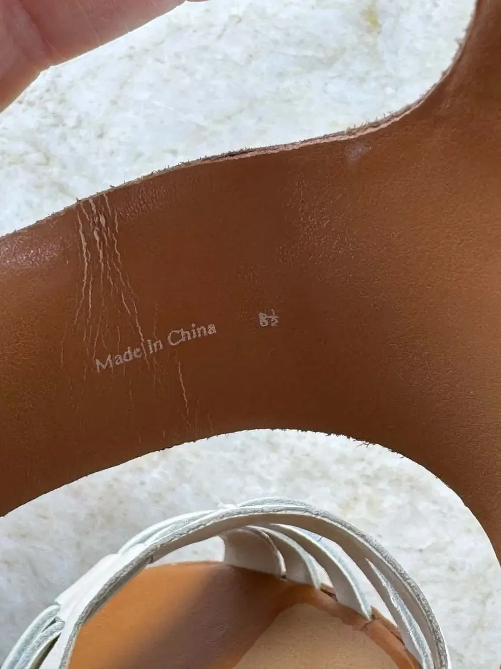 DV Dolce Vita Jaslyn Leather Cork Wedge Platform Sandals Tan White Womens 8.5
